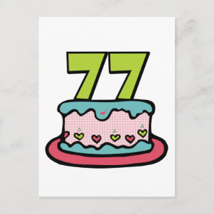 Carte Postale Gâteau d'anniversaire de 77 ans
