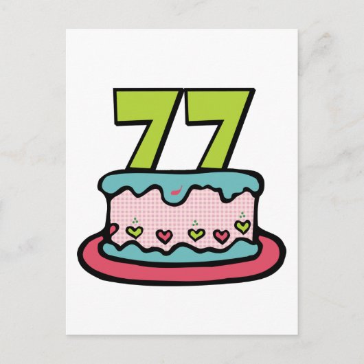 Carte Postale Gâteau d'anniversaire de 77 ans (Devant)
