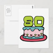 Carte Postale Gâteau d'anniversaire de 80 ans (Devant / Derrière)