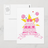 Carte Postale Gâteau d'anniversaire de 88 ans (Devant / Derrière)