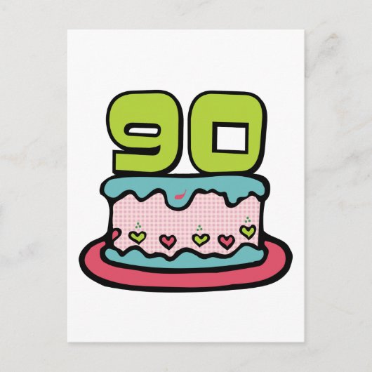 Carte Postale Gâteau d'anniversaire de 90 ans (Devant)