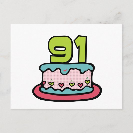 Carte Postale Gâteau d'anniversaire de 91 ans (Devant)