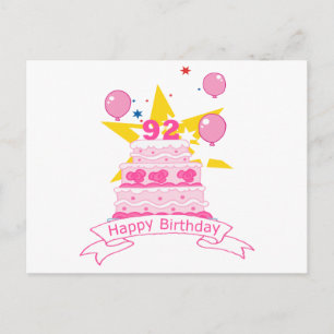 Carte Postale Gâteau d'anniversaire de 92 ans