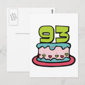Carte Postale Gâteau d'anniversaire de 93 ans (Devant / Derrière)