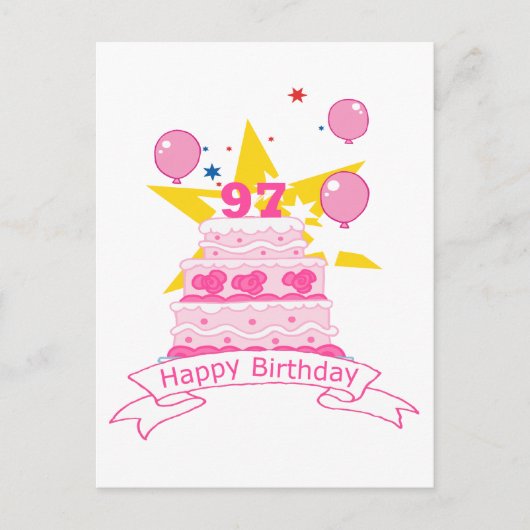 Carte Postale Gâteau d'anniversaire de 97 ans (Devant)