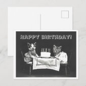 Carte Postale Gâteau d'anniversaire de chat vintage bizarrerie (Devant / Derrière)