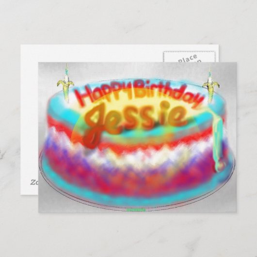 Carte Postale Gâteau d'anniversaire de Jessie en 2014 (Devant / Derrière)