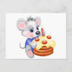 Carte Postale gâteau d'anniversaire de la souris