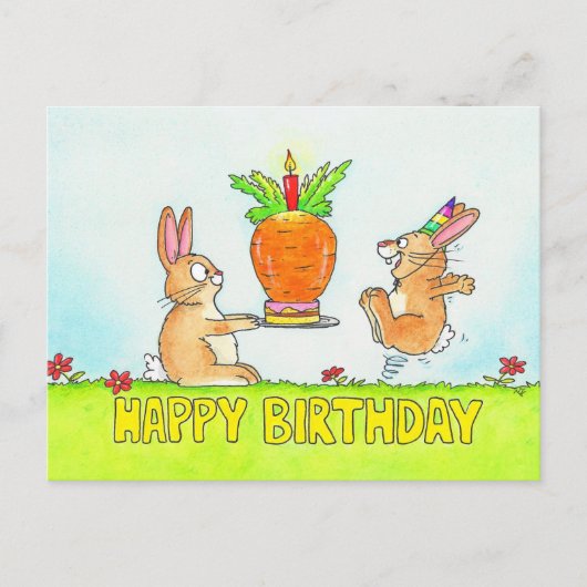 Carte Postale Gâteau d'anniversaire de lapin (Devant)