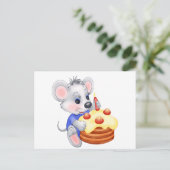 Carte Postale gâteau d'anniversaire de souris (Debout devant)