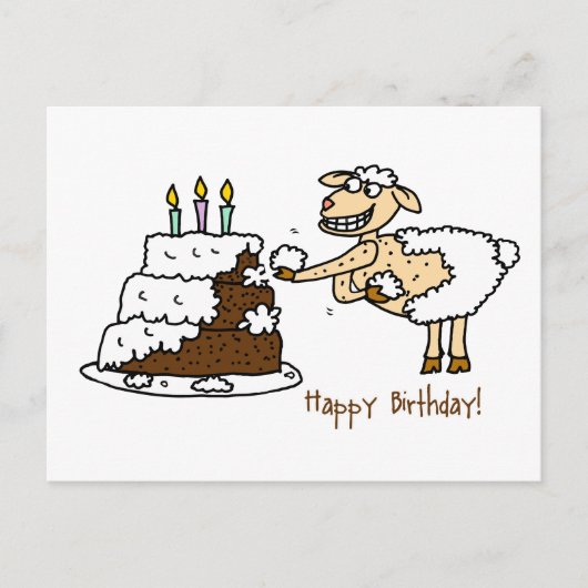 Carte Postale Gâteau d'anniversaire des moutons (Devant)