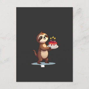 Carte Postale Gâteau d'anniversaire drôle avec costume de paress