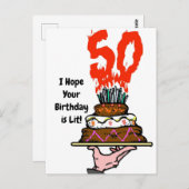 Carte postale : gâteau d'anniversaire en feu avec  (Devant / Derrière)