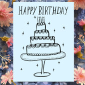 Carte Postale Gâteau d'anniversaire Esquisse fantaisiste Doodle