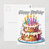 Carte Postale Gâteau d'anniversaire fêté (Devant / Derrière)