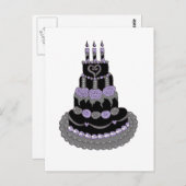 Carte Postale Gâteau d'anniversaire gothique violet (Devant / Derrière)