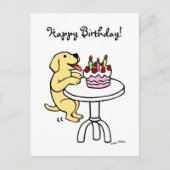 Carte Postale Gâteau d'anniversaire Jaune Labrador Carton (Devant)