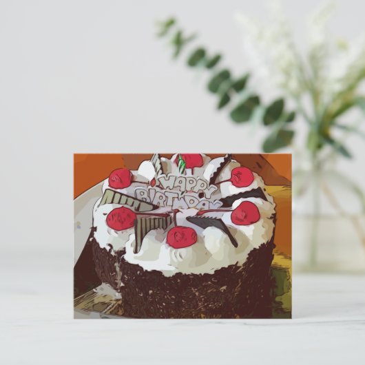 Carte Postale Gâteau d'anniversaire Joyeux Anniversaire avec cer (Debout devant)