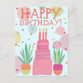 Carte Postale Gâteau d'anniversaire rose audacieux et coloré mig (Devant)