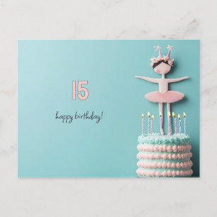 Carte Postale Gâteau d'anniversaire rose Ballerina