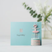 Carte Postale Gâteau d'anniversaire rose Ballerina (Debout devant)
