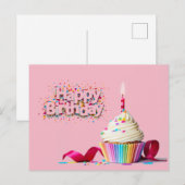 Carte postale gâteau d'anniversaire rose joyeux (Devant / Derrière)