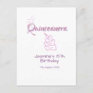 Carte Postale gâteau d'anniversaire violet rose pour les 15 ans