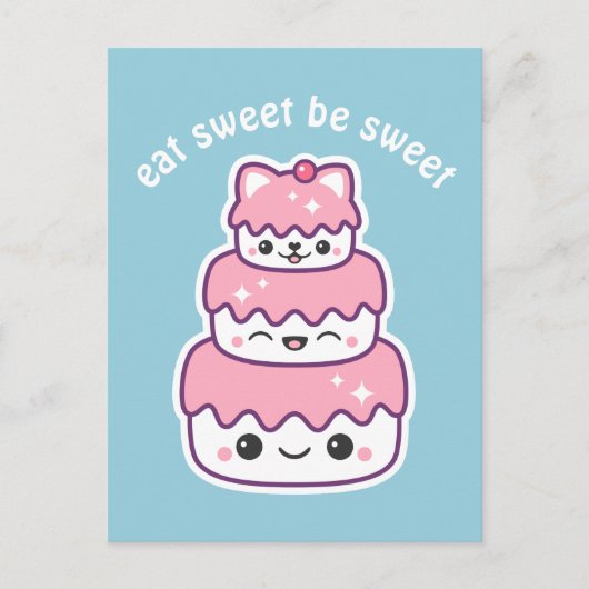 Carte Postale Gâteau de chaton rose mignon (Devant)