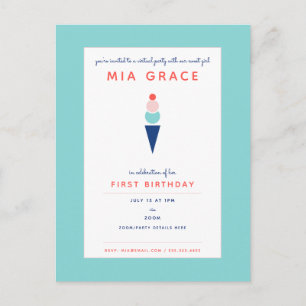 Carte Postale Gâteau de glace d'anniversaire virtuel pour enfant