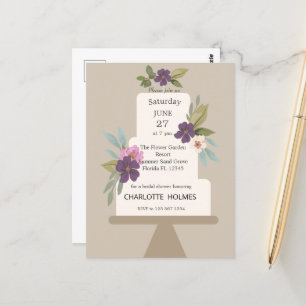 Carte Postale Gâteau de mariage floral moderne pour la douche de