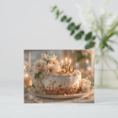 Carte Postale Gâteau élégant pour 50 ans avec décoration dorée (Debout devant)