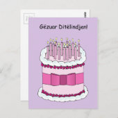 Carte Postale Gâteau et bougies d'anniversaire en Albanie (Devant / Derrière)