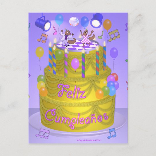 Carte Postale Gateau Joyeux Anniversaire Espagnol Zazzle Be