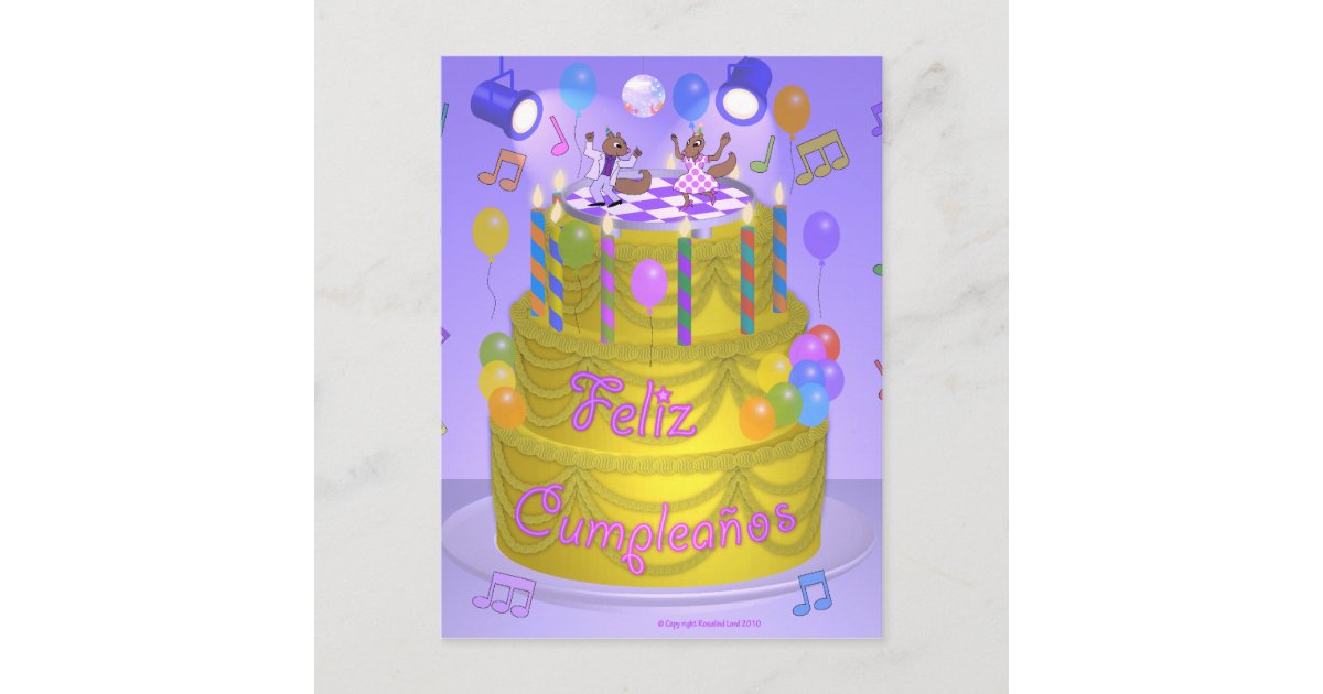 Carte Postale Gateau Joyeux Anniversaire Espagnol Zazzle Be