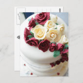 Carte Postale Gâteau mariage avec cascade de fleur de sucre (Devant / Derrière)