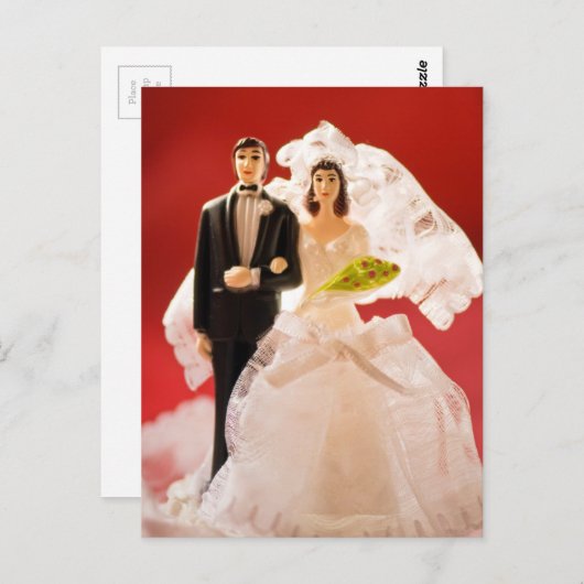 Carte Postale Gâteau Mariage En Plastique (Devant / Derrière)