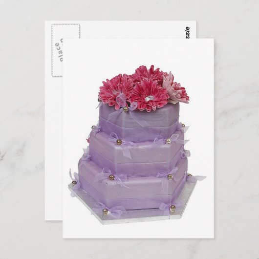 Carte Postale Gâteau Mariage pourpre (Devant / Derrière)