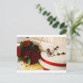 Carte Postale Gâteau Mariage rouge et blanc (Debout devant)