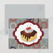 Carte Postale Gâteau marron/gris aux cerises (Devant / Derrière)