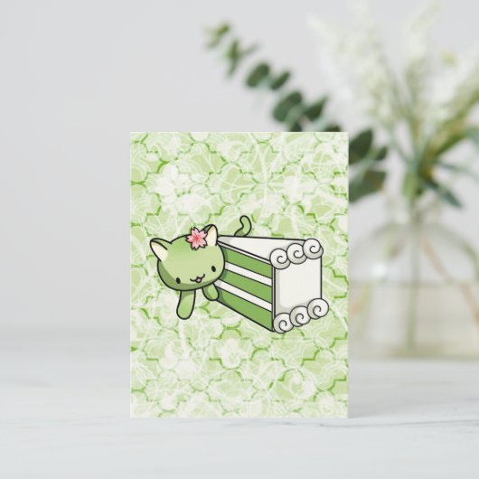 Carte Postale Gateau Matcha Kitty (Debout devant)