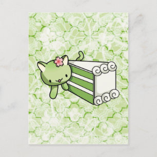 Carte Postale Gateau Matcha Kitty