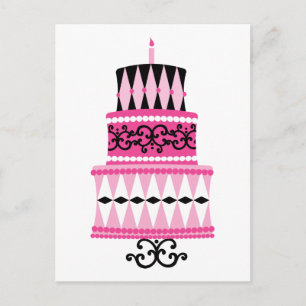 Carte Postale Gâteau rose et noir