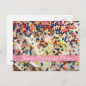 Carte Postale Gâteau rose et saupoudré couleur rose fille Annive (Devant / Derrière)