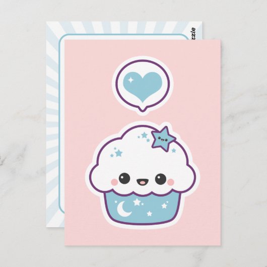 Carte Postale Gâteau spatial rose et bleu (Devant / Derrière)