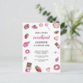 Carte Postale Gâteau Sucré Premier Anniversaire Rose Aquarelle (Debout devant)