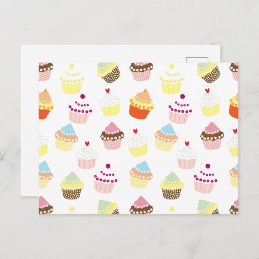 Carte Postale Gâteaux Cupcakes de Anniversaire Décorés Délicieux (Devant / Derrière)