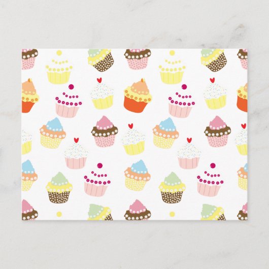 Carte Postale Gâteaux Cupcakes de Anniversaire Décorés Délicieux (Devant)