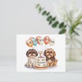 Carte Postale Gâteaux d'anniversaire pour chiens Shih Tzu (Debout devant)