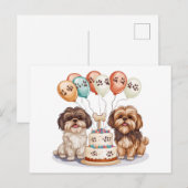 Carte Postale Gâteaux d'anniversaire pour chiens Shih Tzu (Devant / Derrière)