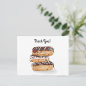 Carte Postale Gâteaux Donuts Merci à l'aquarelle (Debout devant)
